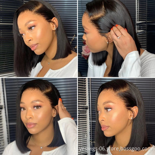 Wholesale Raw Indian Hair Short Bob Lace Wigs Human hair Swiss Hd Lace Frontal Closure Wig Cheap Lace Front Wig For Black Women